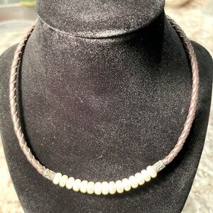 Vintage Leather and Pearl Chocker